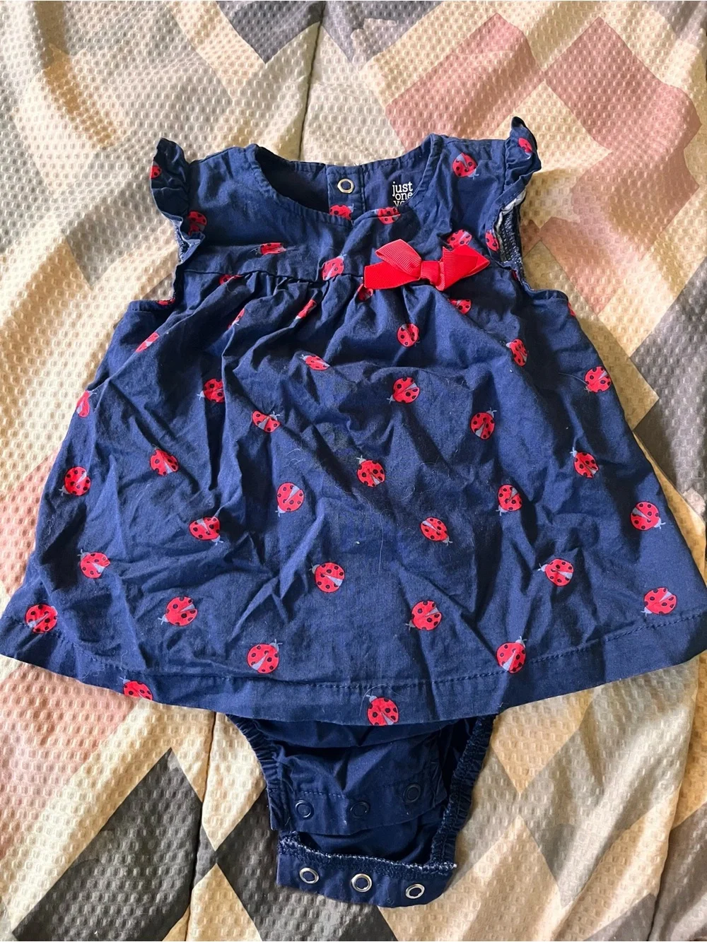 Carter's Navy Baby Dress with Red Ladybug Print and Red Bow